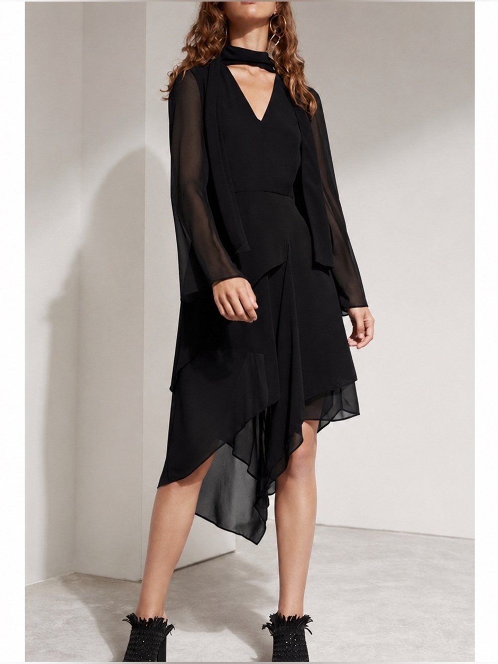 C/MEO Collective Cape Asymmetrical Dress